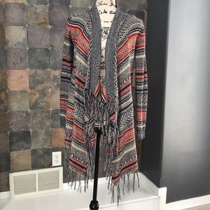 Almost Famous Striped Boho Fringe Sweater